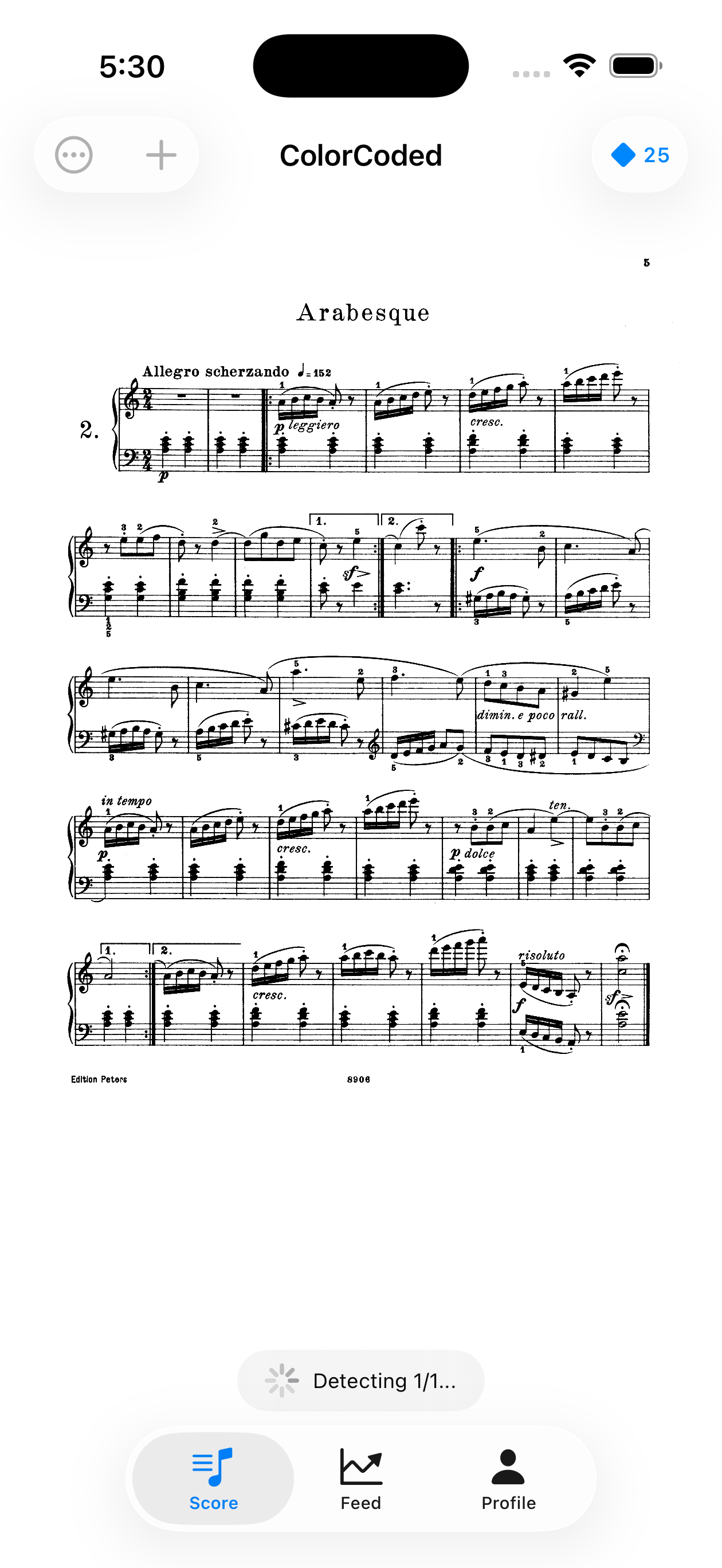 Scanned score with some false detections